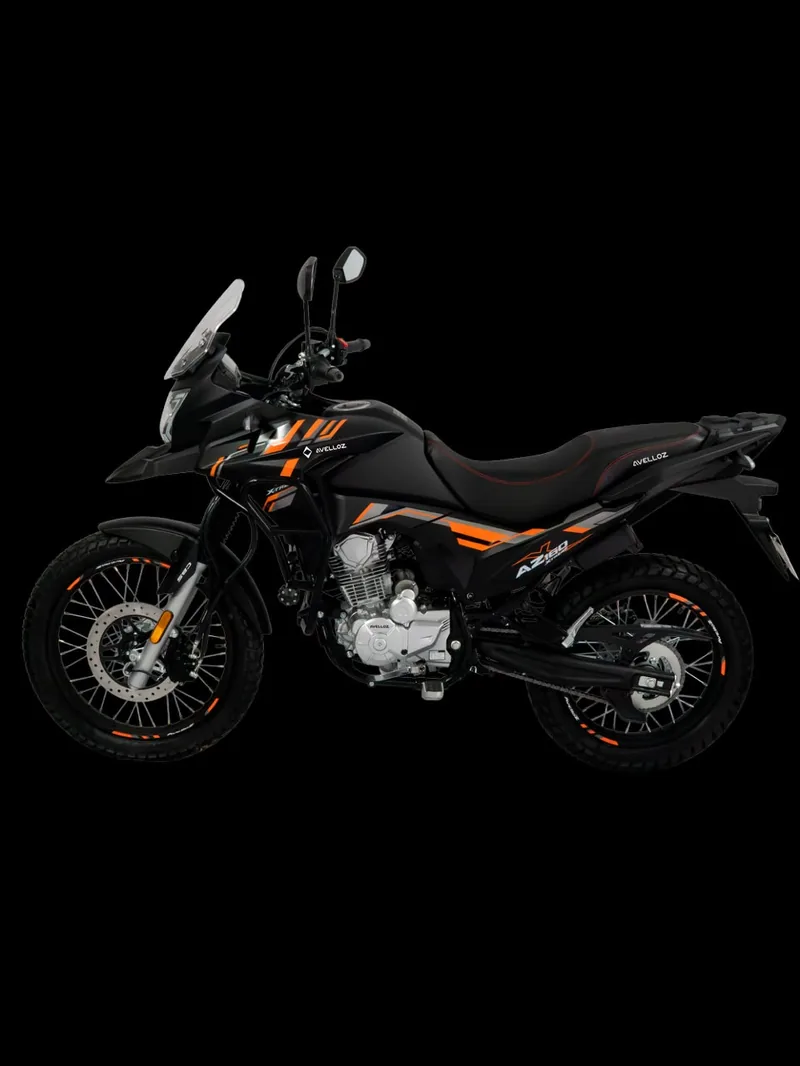 Avelloz AZ160 Xtreme preta e laranja – vista lateral esquerda